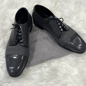 Jimmy Choo Leather and Flannel Wool Oxfords
